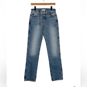 GRLFRND Straight Leg Mid Rise Jeans